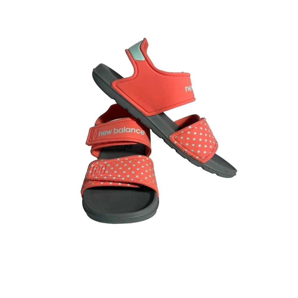 New Balance Kids' Adjustable Star Pattern Coral Sandals‎ Sz 2